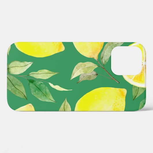 Coques Case-Mate iPhone citron, motif d'aquarelle, arrière - plan, fruit,  (Verso (horizontal))