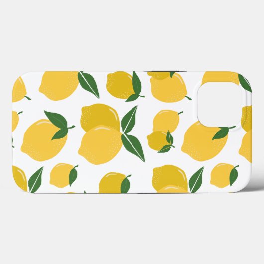 Coques Case-Mate iPhone Citron Motif Fruit Rétro Jaune Sur Blanc (Verso (horizontal))