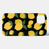 Coques Case-Mate iPhone Citron Motif Fruit Rétro Jaune sur Noir (Verso (horizontal))