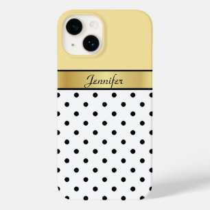 Coques Pour iPhone Citron personnalisé unique Jaune, point noir blanc