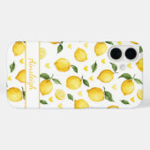 Coques Case-Mate iPhone Citrons à l'aquarelle avec monogramme de cœurs (Verso (horizontal))