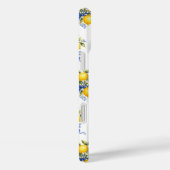 Coques Case-Mate iPhone Citrons à l'aquarelle avec monogramme de fleurs bl (Verso / Droite)