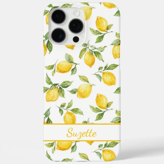 Coques Case-Mate iPhone Citrons aquarelle monogrammés (Verso)