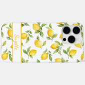 Coques Case-Mate iPhone Citrons aquarelle monogrammés (Verso (horizontal))
