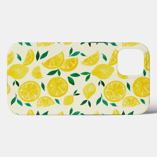 Coques Case-Mate iPhone citrons d'aquarelle - jaune et vert (Verso (horizontal))