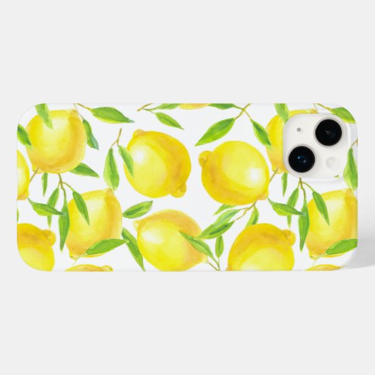 Coques Case-Mate iPhone Citrons et motif feuille (Verso (horizontal))