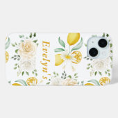 Coques Case-Mate iPhone citrons Eucalyptus Roses Blush Nom personnalisé (Verso (horizontal))