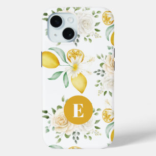 Coque Pour iPhone 15 citrons Eucalyptus Roses Blush Soft Monogramme