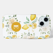 Coques Case-Mate iPhone citrons Eucalyptus Roses Tendre Blush Monogramme (Verso (horizontal))