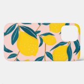 Coques Case-Mate iPhone citrons illustrés : motif transparent rose (Verso (horizontal))