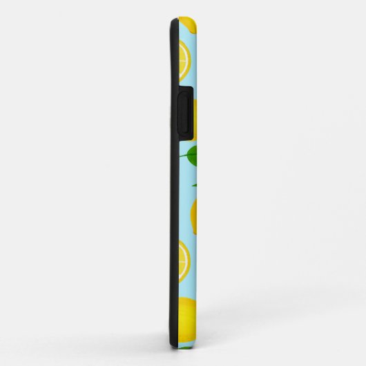 Coques Case-Mate iPhone Citrons jaunes d'été avec Motif bleu doux (Dos/Droite)