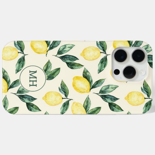 Coques Case-Mate iPhone Citrons jaunes monogrammes Initiales modernes Moti (Verso (horizontal))