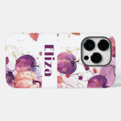 Coques Case-Mate iPhone citrouille aquarelle chute design avec nom (Verso (horizontal))