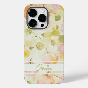 Coque Pour iPhone 14 Pro citrouille aquarelle chute design avec nom