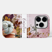 Coques Case-Mate iPhone citrouille aquarelle chute design avec nom (Verso (horizontal))