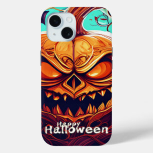 Coque Pour iPhone 15 Citrouille chauve-souris Jack-o-Lantern Halloween