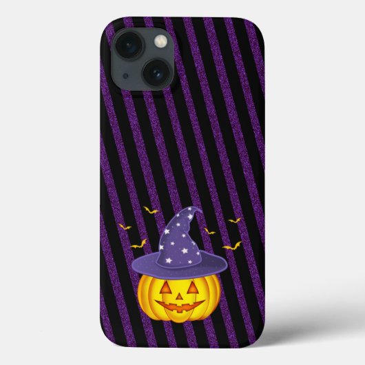 Coques Case-Mate iPhone Citrouille d'Halloween et rayures noires (Verso)