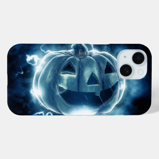 Coques Case-Mate iPhone citrouille d'Halloween sous la pluie (Verso (horizontal))