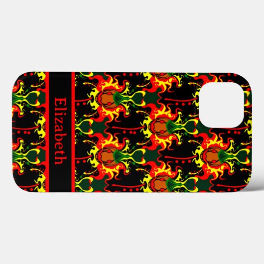 Coques Case-Mate iPhone Citrouille mal sur le nom du Motif d'incendie (Verso (horizontal))