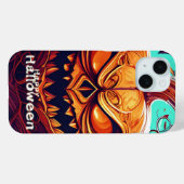 Coques Case-Mate iPhone Citrouille orange effrayante avec visage, Hallowee (Verso (horizontal))