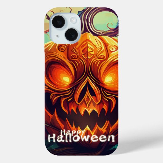 Coques Case-Mate iPhone Citrouille orange effrayante avec visage, Hallowee (Verso)