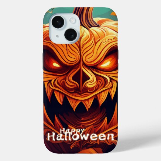 Coques Case-Mate iPhone Citrouille orange effrayante avec visage, Hallowee (Verso)