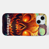 Coques Case-Mate iPhone Citrouille orange effrayante avec visage, Hallowee (Verso (horizontal))