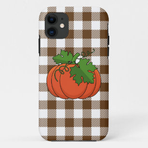 Case-Mate iPhone Case Citrouille orange sur motif à carreaux blanc marro