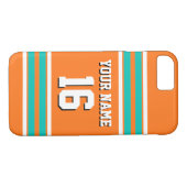 Coques Case-Mate iPhone Citrouille Orange Turquoise Team Jersey Numéro per (Dos (Horizontal))