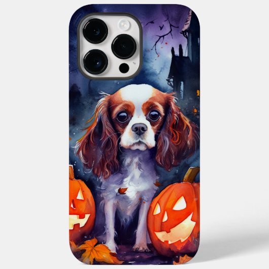 Coques Case-Mate iPhone Citrouilles Cavalier King Charles Spaniel Hallowee (Verso)
