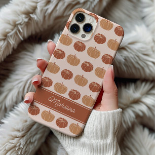 Coque iPhone 15 Pro Citrouilles d'automne marron et orange neutres