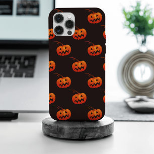 Coque iPhone 15 Pro Max Citrouilles d'Halloween, Citrouilles Orange Trick