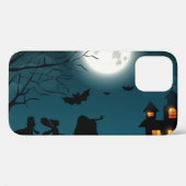 Coques Case-Mate iPhone Citrouilles d'Halloween : Dark Castle Blue Moon (Verso (horizontal))