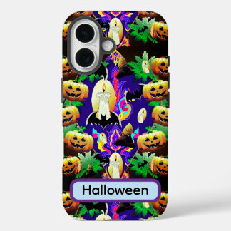 Coques iPhone 16 Citrouilles effrayantes et motifs somptueux pour H