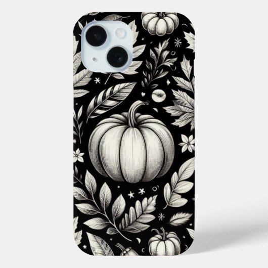 Coques Case-Mate iPhone Citrouilles noires et blanches (Verso)