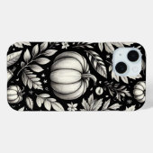 Coques Case-Mate iPhone Citrouilles noires et blanches (Verso (horizontal))