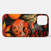Coques Case-Mate iPhone Citrouilles sculptés d'Halloween avec feuilles d'a (Verso (horizontal))