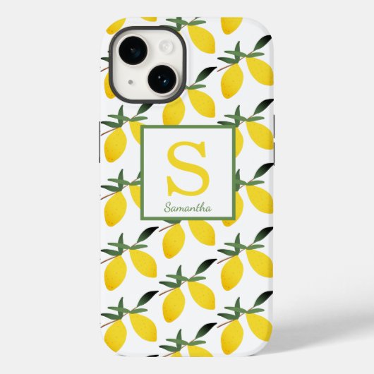 Coques Case-Mate iPhone Citrus citron moderne Nom du monogramme (Verso)