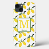 Coques Case-Mate iPhone Citrus citron Nom du monogramme (Verso)