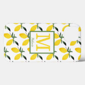 Coques Case-Mate iPhone Citrus citron Nom du monogramme (Verso (horizontal))