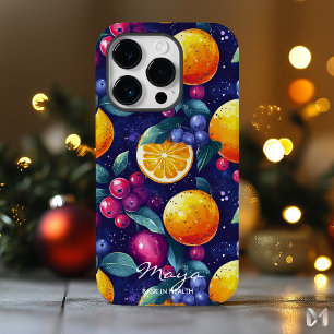 Coque Pour iPhone 14 Pro Citrus et fruits de baies vitrés Design et gras fo