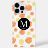 Coques Case-Mate iPhone Citrus Motif Citron orange Monogramme rond Blanc (Verso)