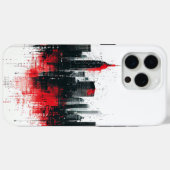 Coques Case-Mate iPhone Cityscape moderne noire et rouge (Verso (horizontal))