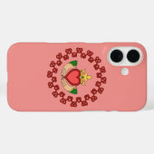 Coques Case-Mate iPhone Claddagh et Red Knotwork sur rose (Verso (horizontal))