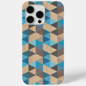 Coques Case-Mate iPhone Clair Classique Bleu Gris Bois Polygone Art Motif (Verso)