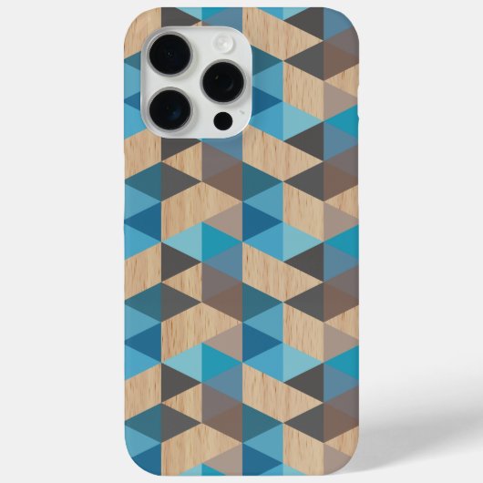 Coques Case-Mate iPhone Clair Classique Bleu Gris Bois Polygone Art Motif (Verso)