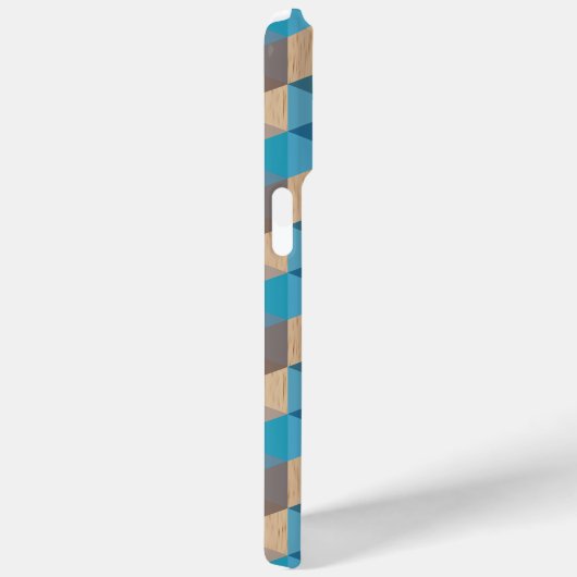 Coques Case-Mate iPhone Clair Classique Bleu Gris Bois Polygone Art Motif (Verso / Droite)