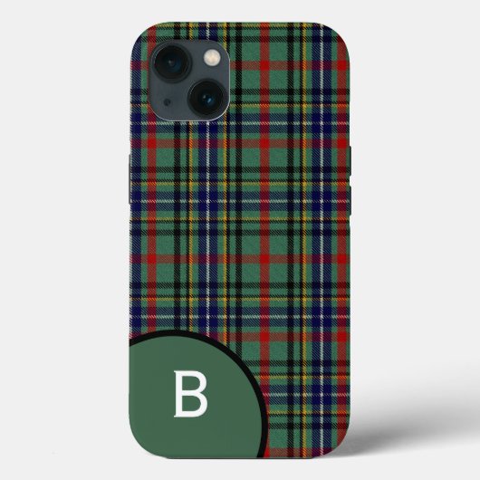 Coques Case-Mate iPhone Clan Bisset Plaid Monogrammé (Verso)