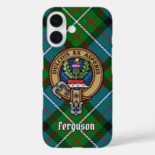 Coques iPhone 16 Clan Ferguson Crest sur Tartan
