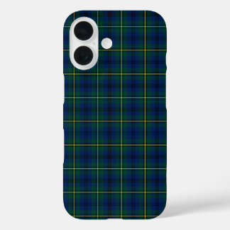 Coques iPhone 16 Clan Johnston Plaid bleu, vert et jaune
